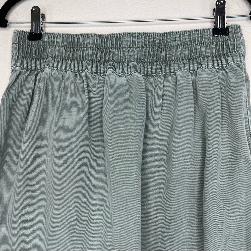 Aerie Washed Olive Green Linen & Lyocell Button Front Mini Skirt Sz S - Picture 11 of 13